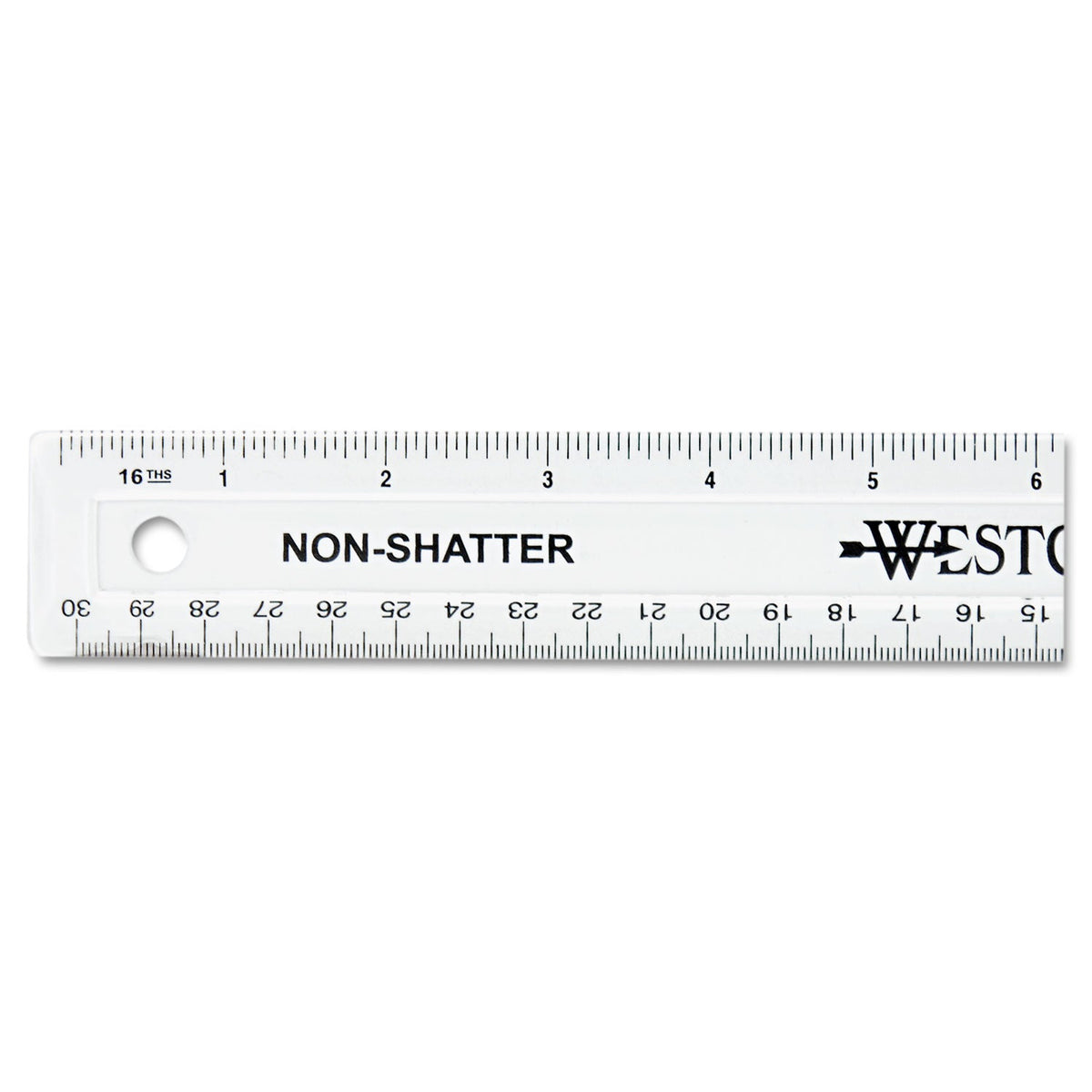 Westcott Non-Shatter Flexible Ruler, Standard/Metric, 12" Long, Plastic, Clear