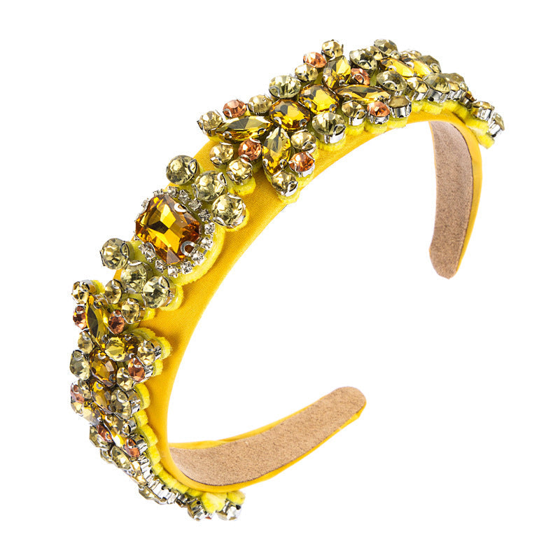 Summer New Fashion Headband Ladies Baroque Retro Headband Set With Colorful Rhinestones Full Diamond Hair Accessories
