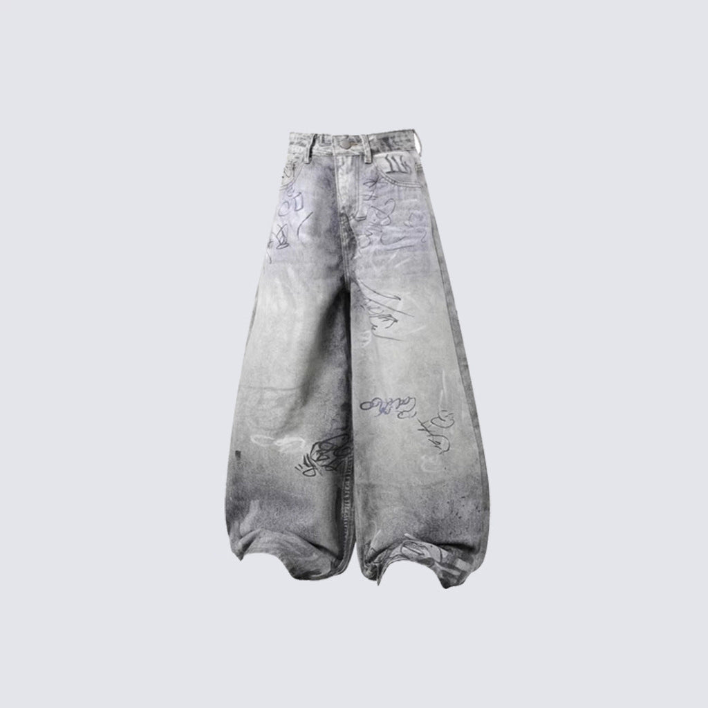 Mens And Womens Casual Loose-fit Straight-leg Denim Jeans