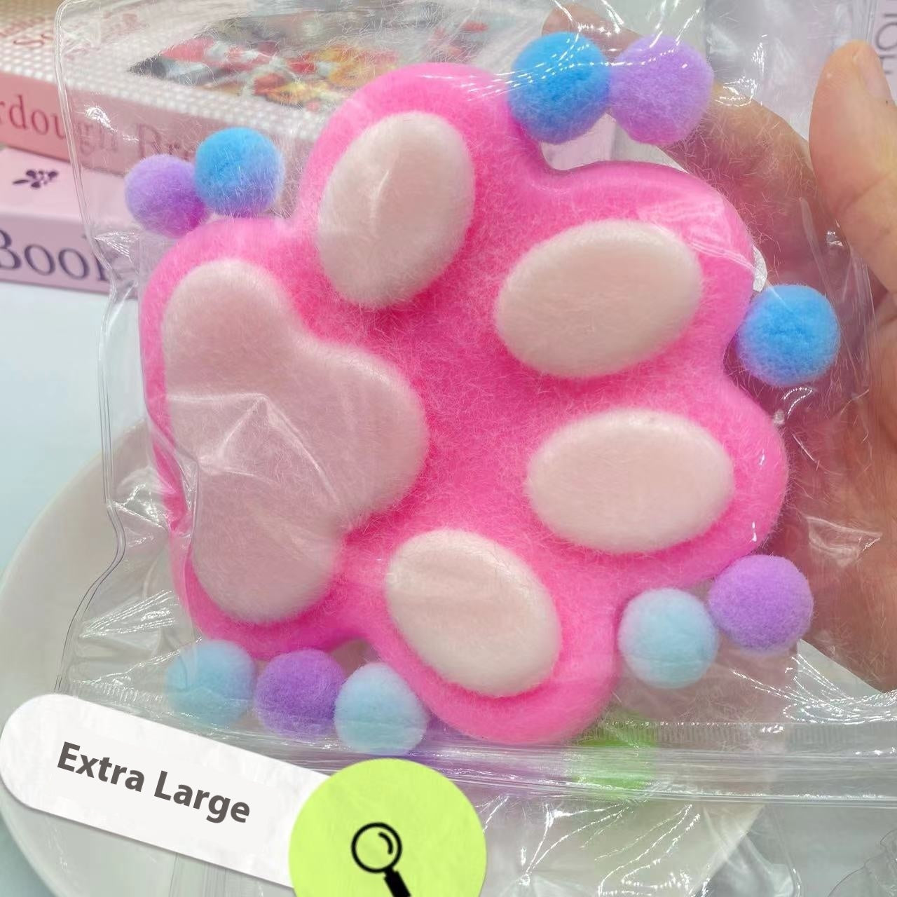 Oversized Flocking Cat’s Paw Squishy Decompression Toy – 14cm