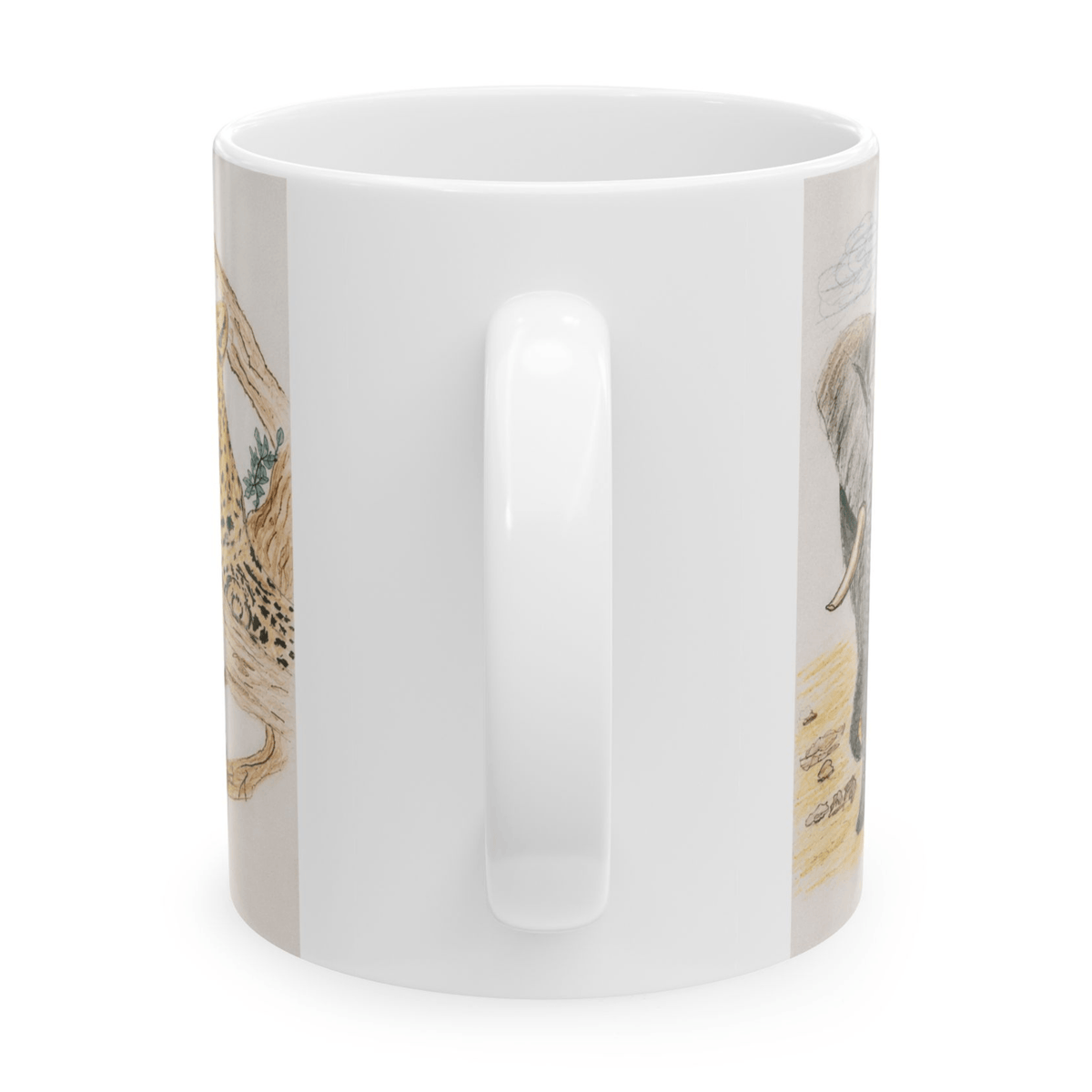 PimsArt African Safari Lion Elephant Leopard Mug From Original Drawing