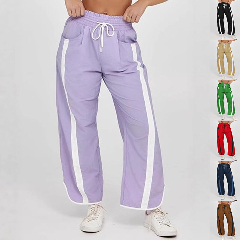 Women’s Casual Wide-Leg Drawstring Trousers – Loose Fit Everyday Pants