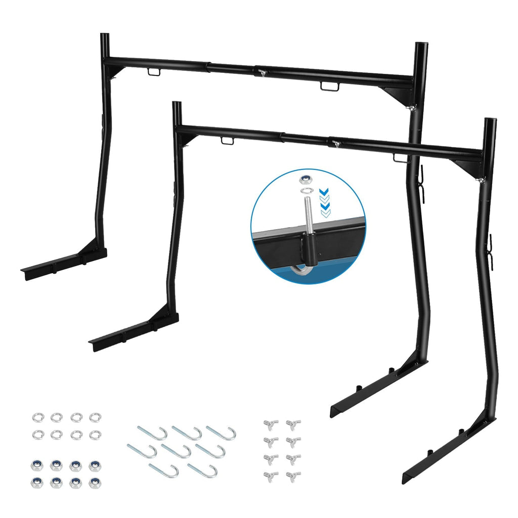 1Pair Extendable Truck Ladder Rack Non-Drilling Pick-up Truck Bed Utility Rack Adjustable Steel Truck Rack with 800LBS Capacity for 47.2-72.8in Wide T
