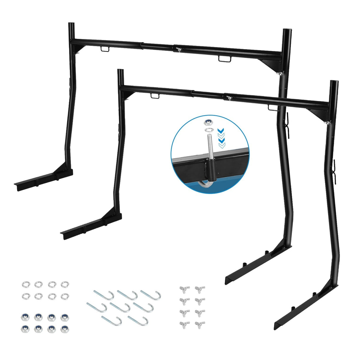 1Pair Extendable Truck Ladder Rack Non-Drilling Pick-up Truck Bed Utility Rack Adjustable Steel Truck Rack with 800LBS Capacity for 47.2-72.8in Wide T