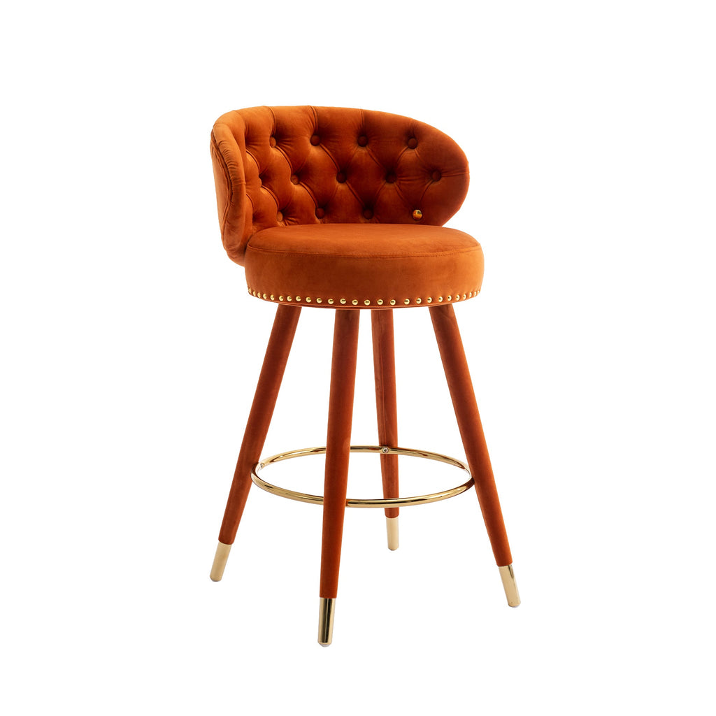 COOLMORE Counter Height Bar Stools Set of 2 for Kitchen Counter Solid Wood Legs with a fixed height of 360 degrees