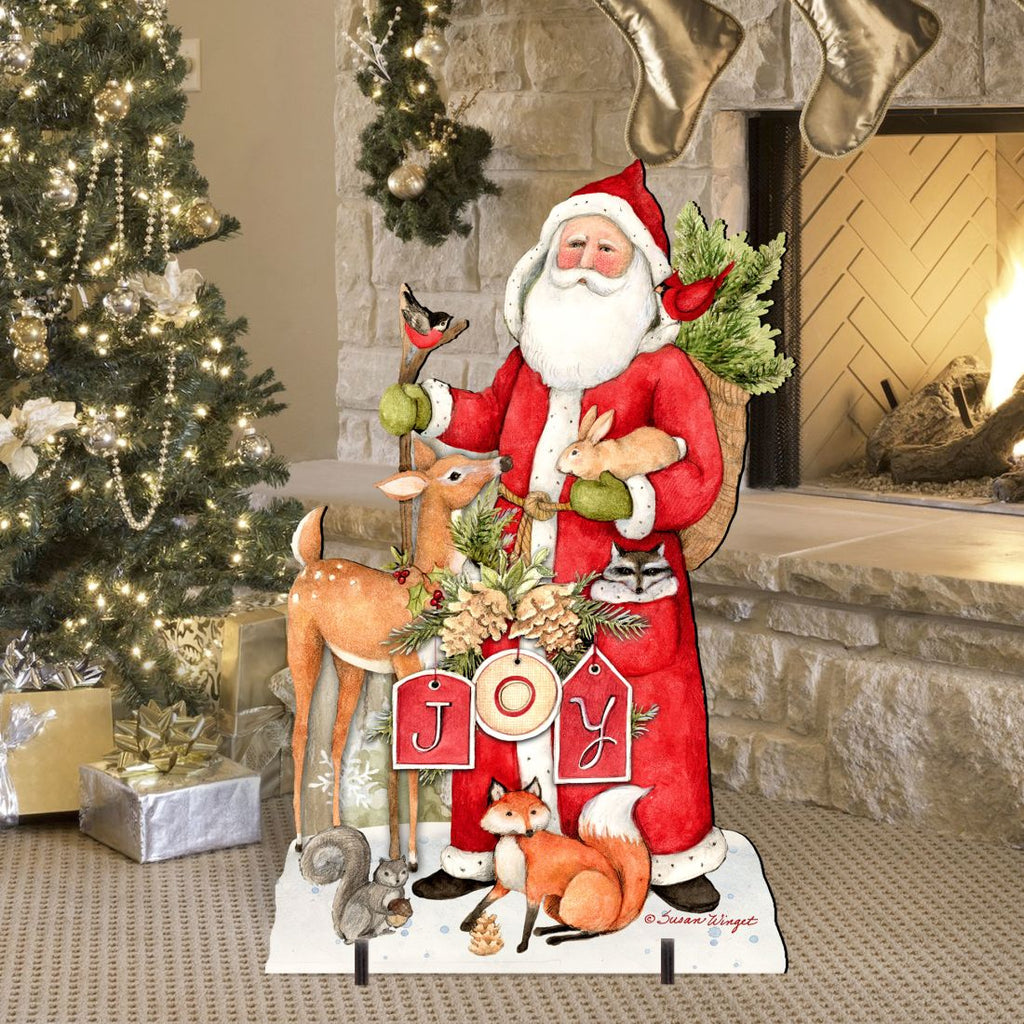 Woodland Frosty Santa Outdoor Christmas Scene by Susan Winget - Christmas Santa Snowman Decor - 8471105F-SW