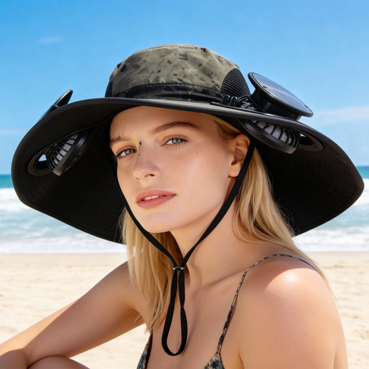Solar Fan Hat with UPF50+ Sun Protection & Neck Flap
