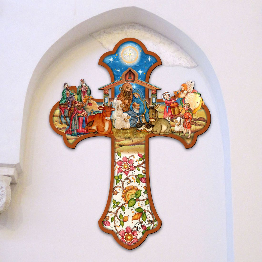 Nativity Cross Outdoor Decor by G. DeBrekht - Nativity Holiday Decor - 8191164F