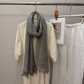 Striped Pleated Cotton-Linen Scarf