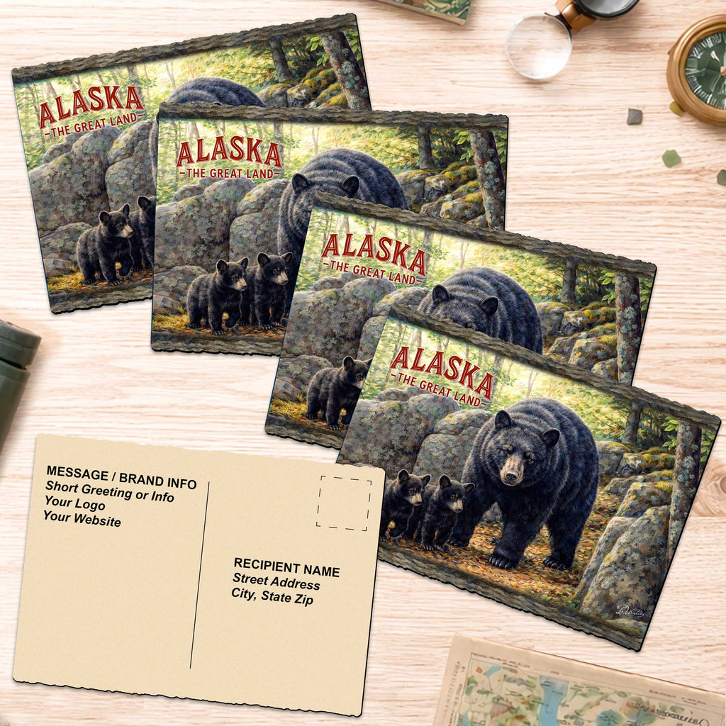 Black Bear with Cubs Greeting Card by G. Debrekht - 97101GC