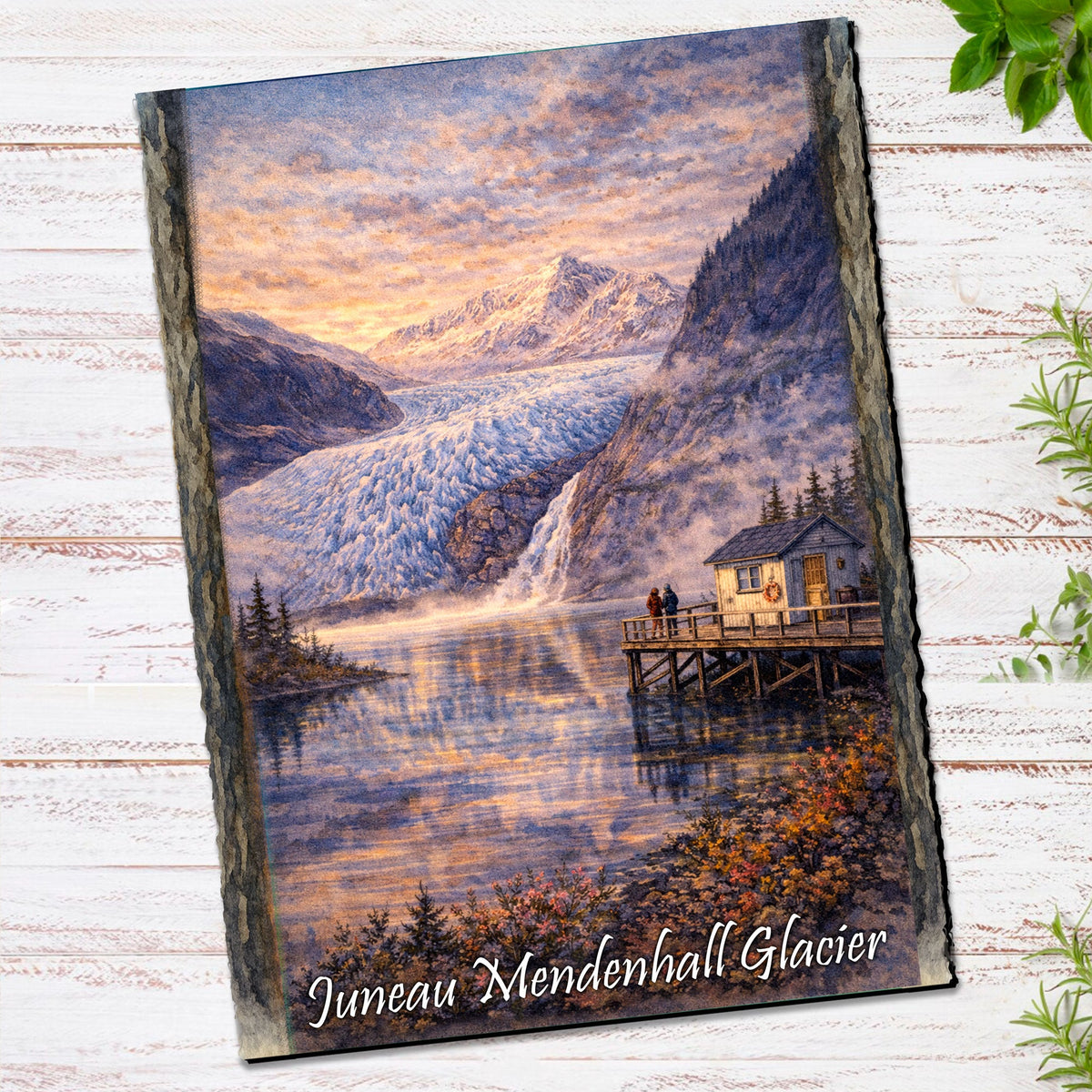 Sunset Glacier & Lakeside Cabin Art Card by G. Debrekht - 97112GC
