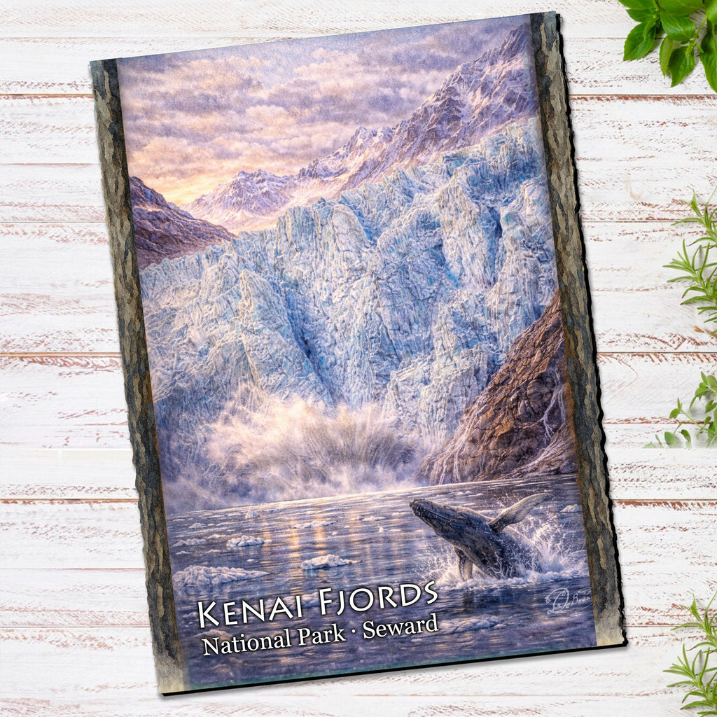 Icy Fjord Whale & Glacier Greeting Card by G. Debrekht - 97114GC