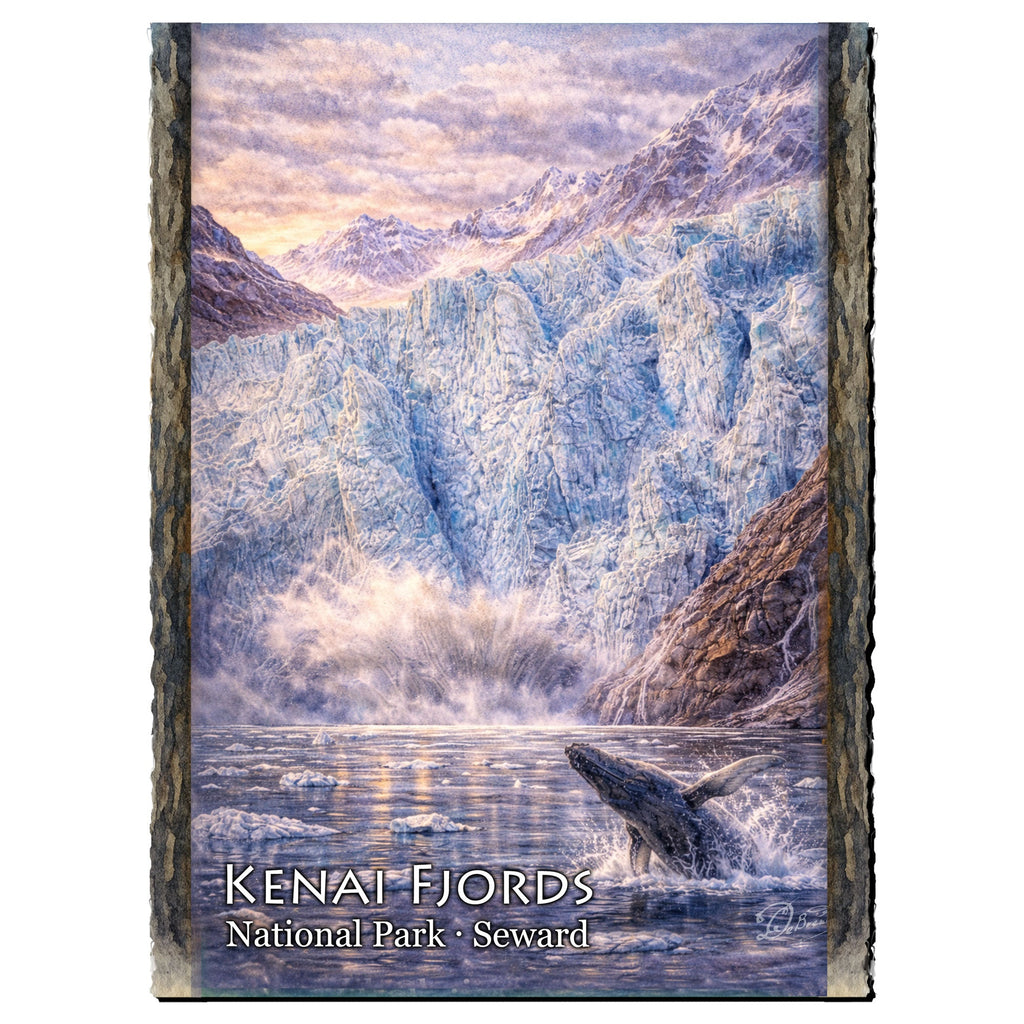 Icy Fjord Whale & Glacier Greeting Card by G. Debrekht - 97114GC