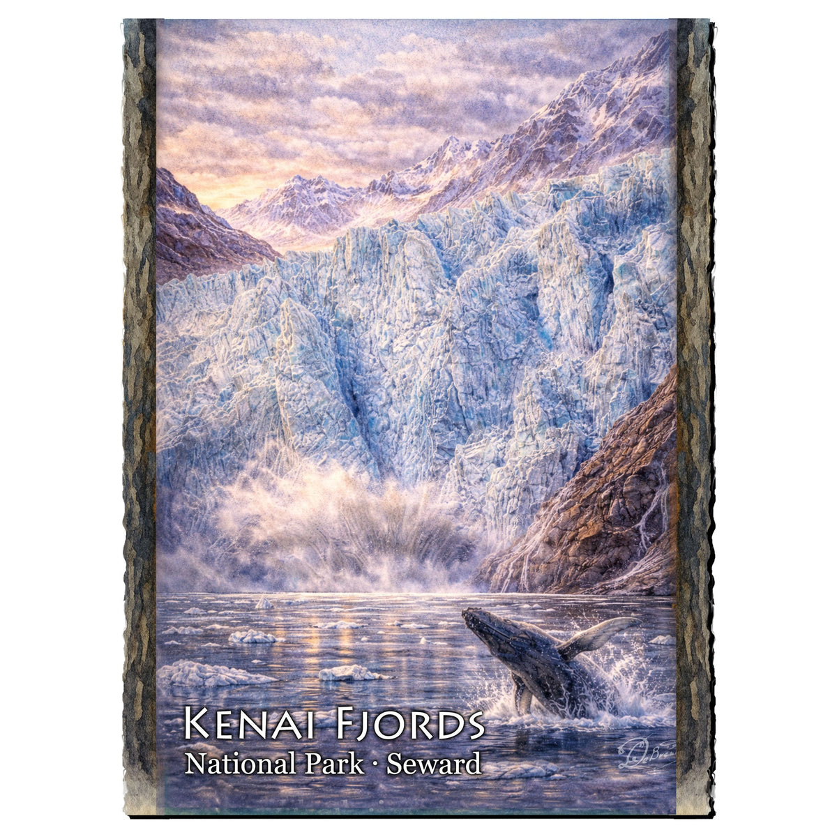 Icy Fjord Whale & Glacier Greeting Card by G. Debrekht - 97114GC