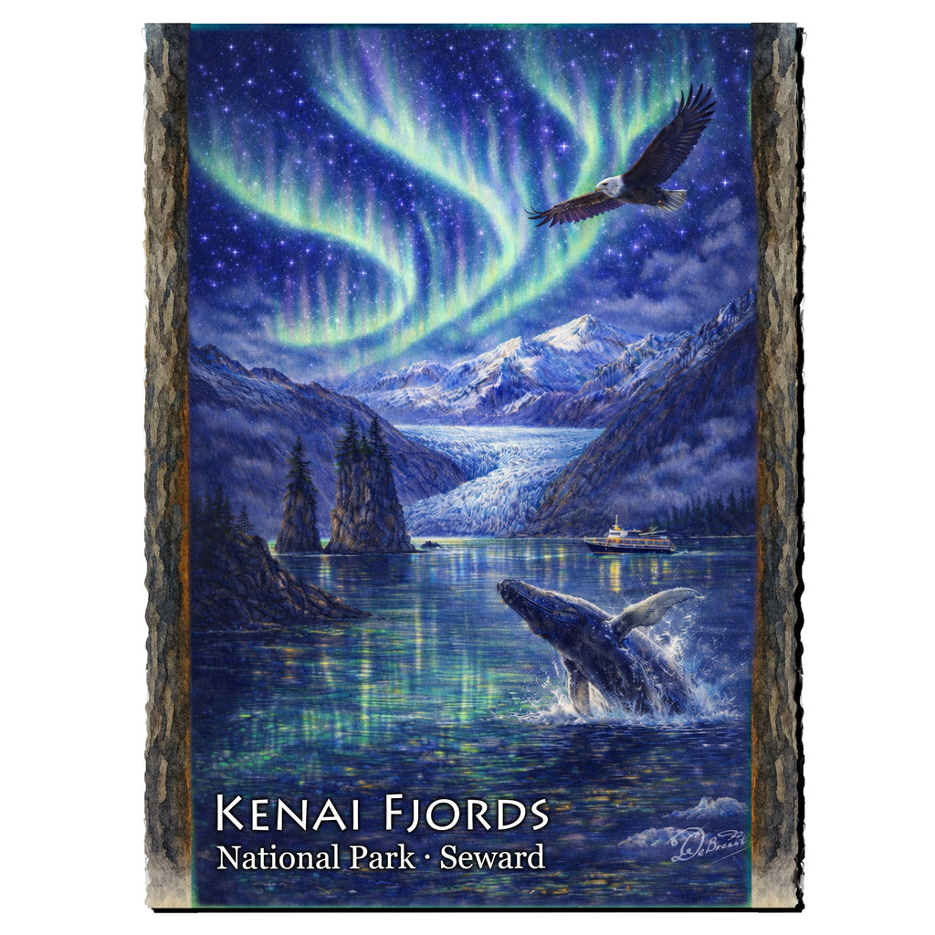Aurora Borealis Glacier & Whale Art Card by G. Debrekht - 97115GC