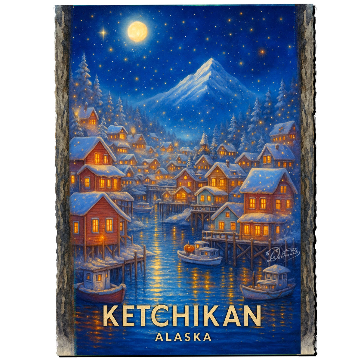 Ketchikan Harbor Lights Greeting Card by G. Debrekht - 97117GC