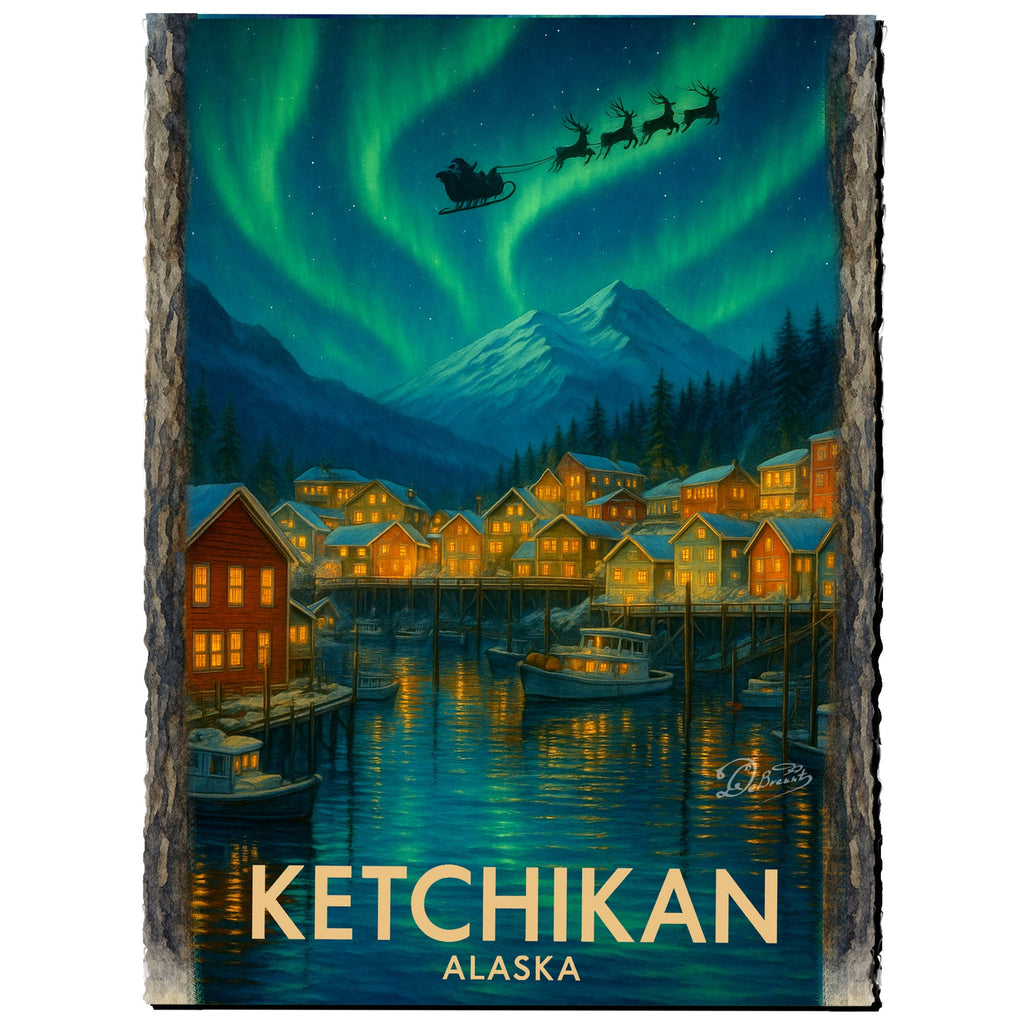 Northern Lights Harbor Greeting Card by G. Debrekht - 97118GC