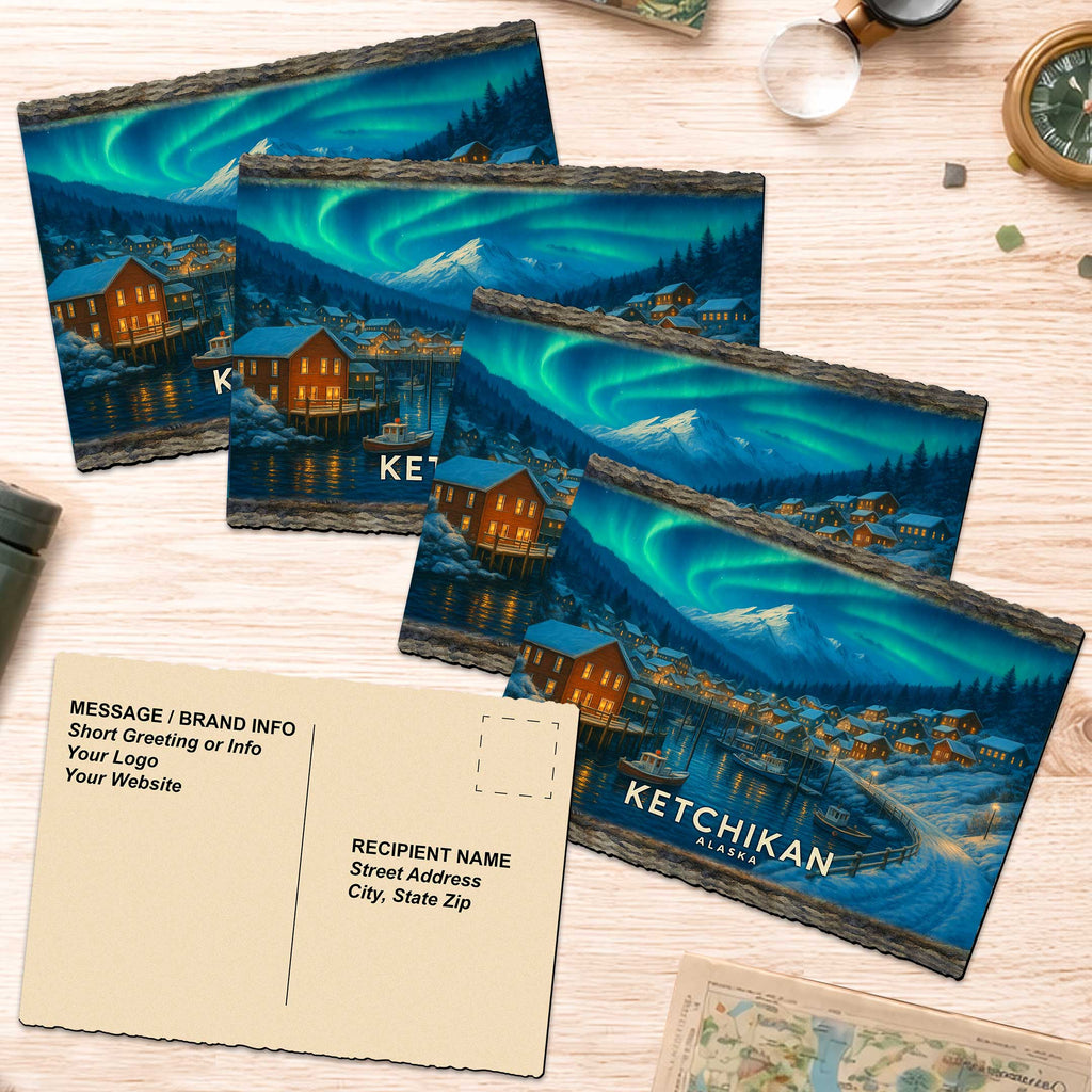 Northern Lights Over the Harbor Greeting Card by G. Debrekht - 97121GC