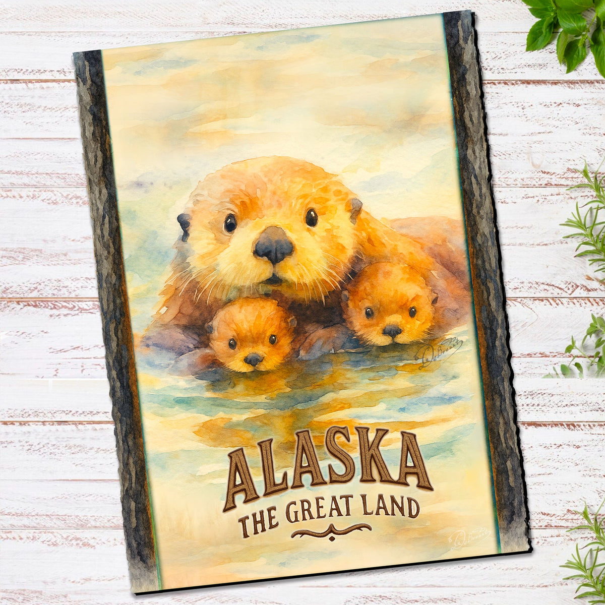 Sea Otter Family Greeting Card by G. Debrekht - 97123GC