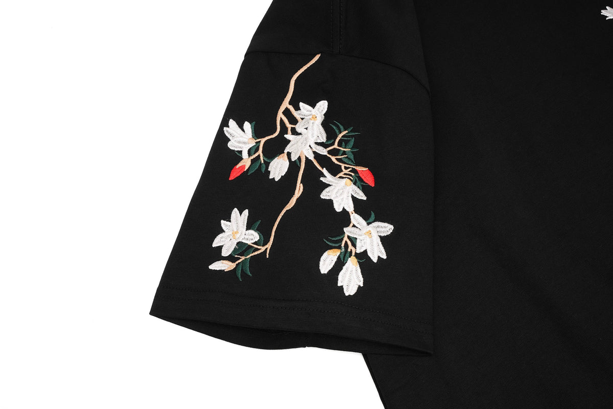 ET513 Flower and Birds Embroidered Tee