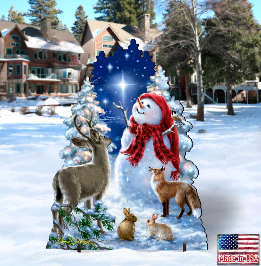 Heaven Wildlife Snowman Frosty Friends Outdoor by D. Gelsinger - Christmas Decor - 8461049F-1801