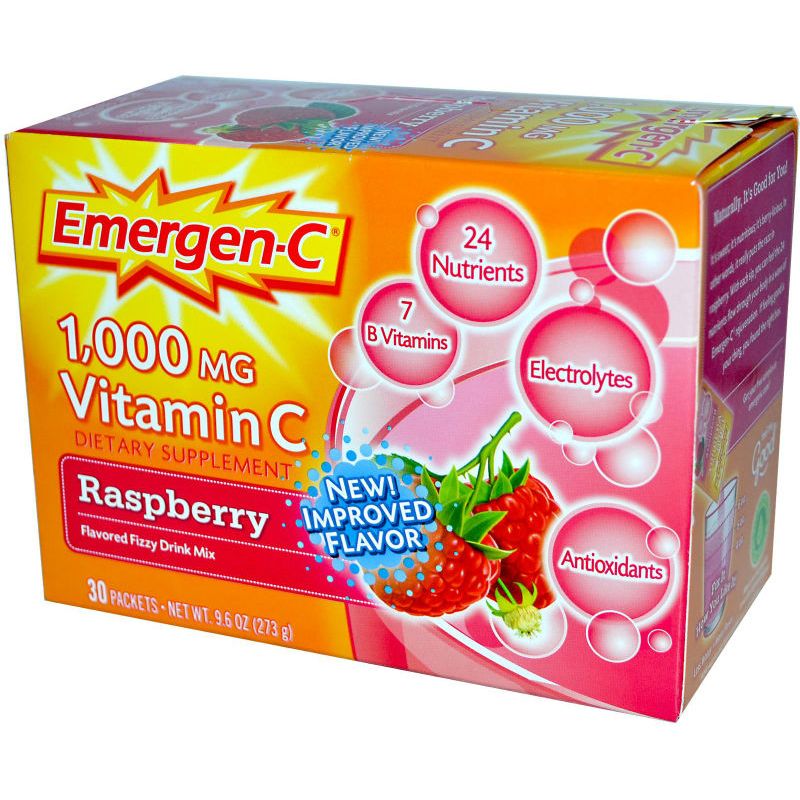 Emergen-C® 1000 mg Vitamin C Raspberry Packet, 0.3 oz x 10 EA