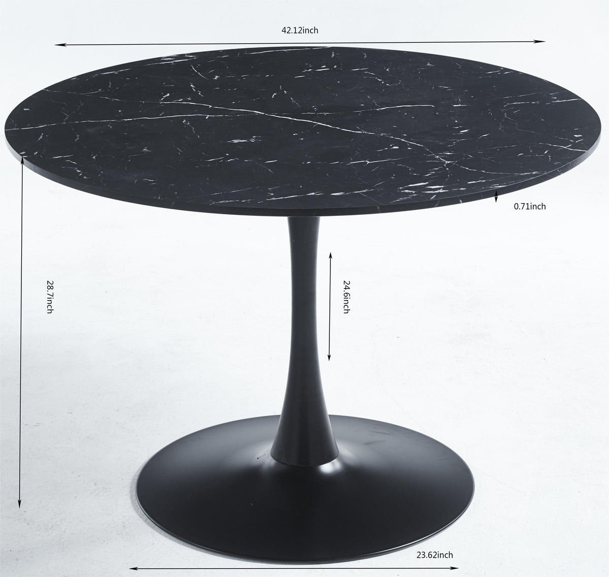42.1 "Black Tulip Dining Table 4-6 Middle Ages Dining Table Round Mdf Desktop Casual Coffee Table