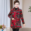 Womens Fashionable Floral-print Warm Plus-size Cotton Coat