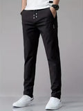 Mens Casual Straight-leg Long Pants With Quick-drying Elastic Waistband