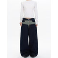 Draped Cut Wide-leg Casual Relaxed Fit High-waisted Denim Jeans With A Button-fly