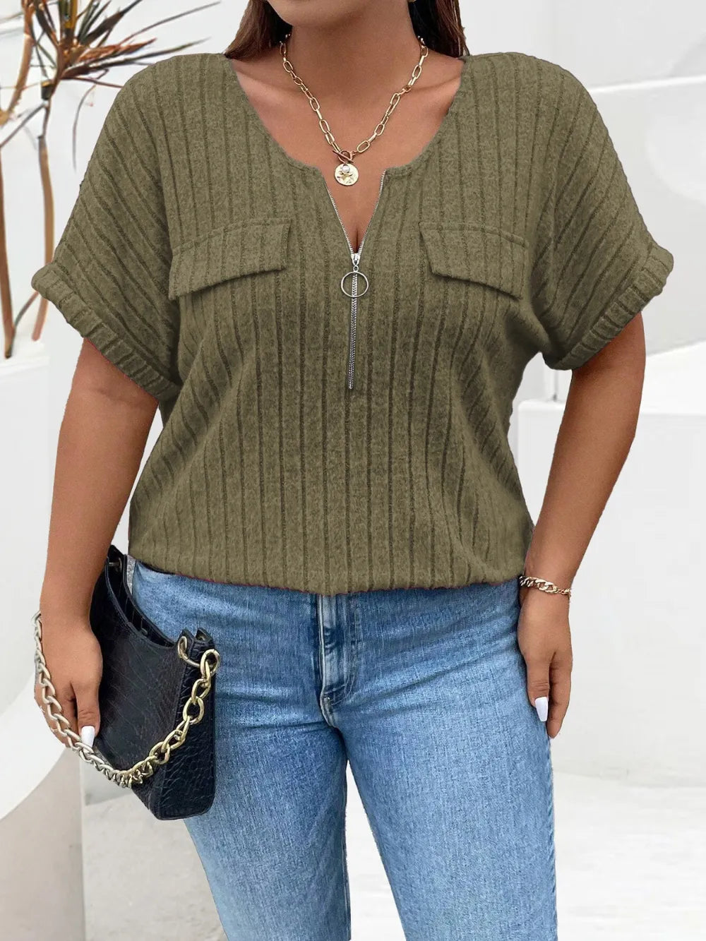 Half Zip Short Sleeve T-Shirt