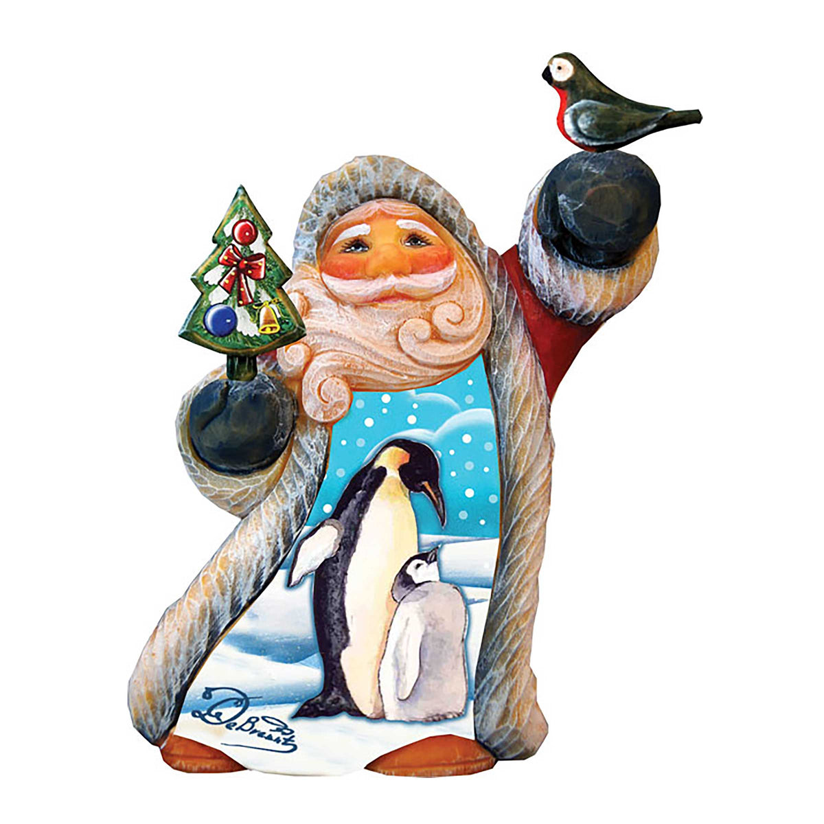 Penguin Love Tiny Tale Santa Handcrafted Christmas Figurine - G. DeBrekht - Christmas Santa Snowman Decor - 561623