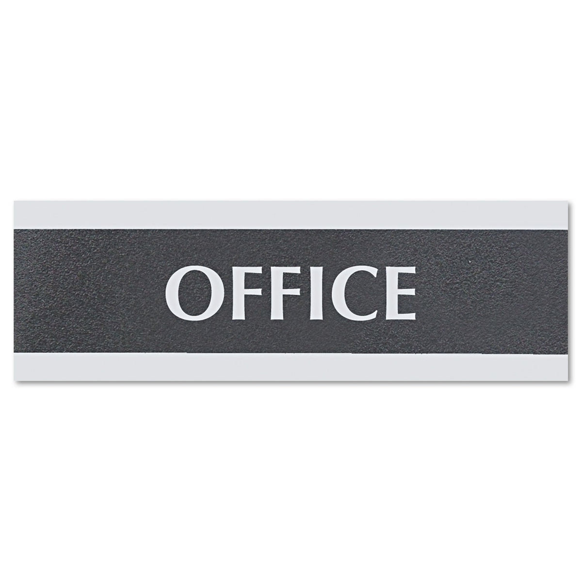 Headline Century Series Office Sign, OFFICE, 9 x 3, Black/Silver