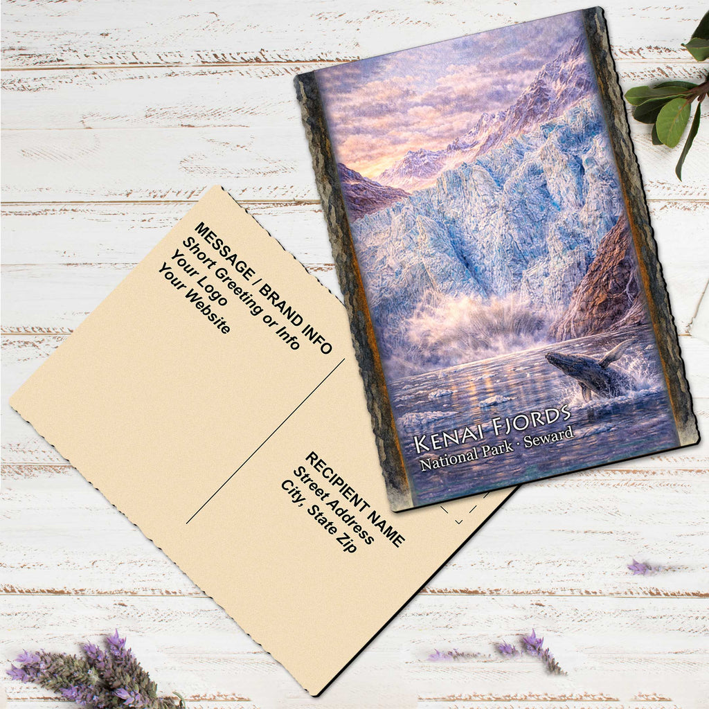Icy Fjord Whale & Glacier Greeting Card by G. Debrekht - 97114GC