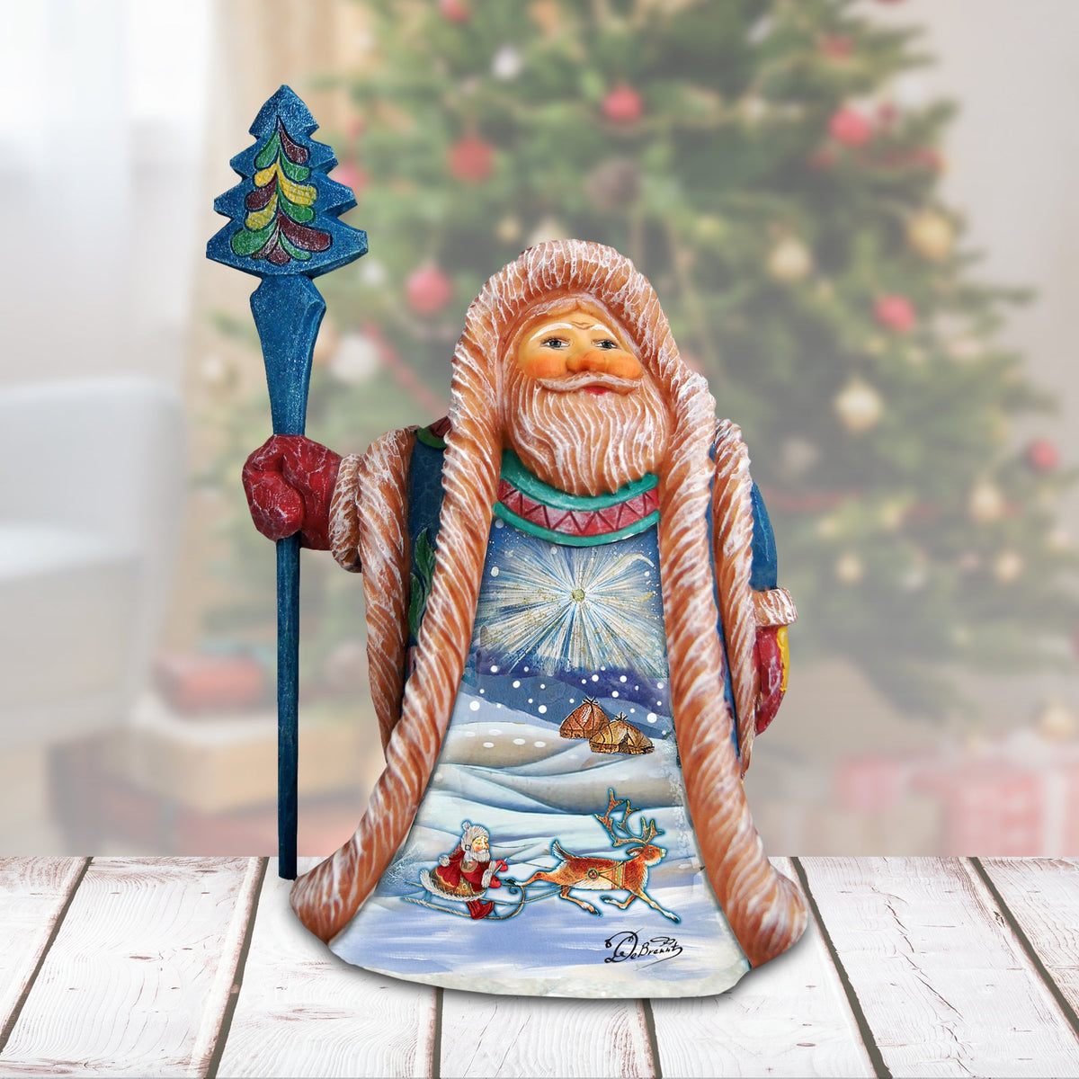 Blue scenic Santa in Alaska Figurine by G. DeBrekht 532312