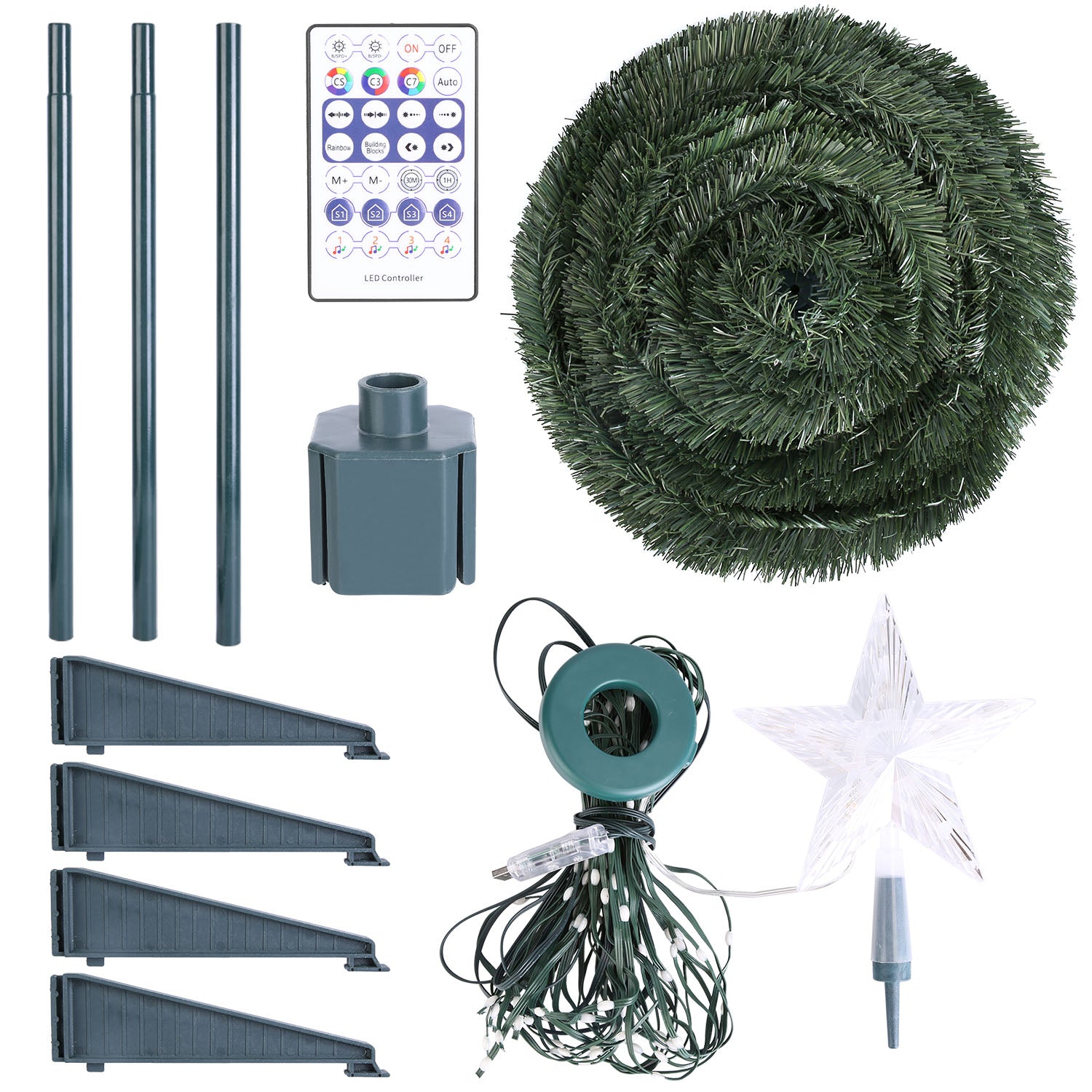 5.9FT 234Pcs LED Lights Collapsible Christmas Tree Light with Remote App Control IP65 Waterproof Customized Multi-Color Mode Timer Setting Work with A