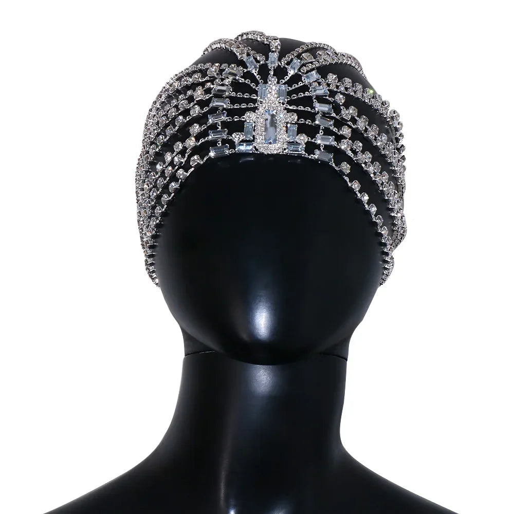 Rhinestone Bridal Headband Hat Forehead Hair Accessories Fashion Jewelry Wedding Crystal Head Chain Women Headpiece Gifts