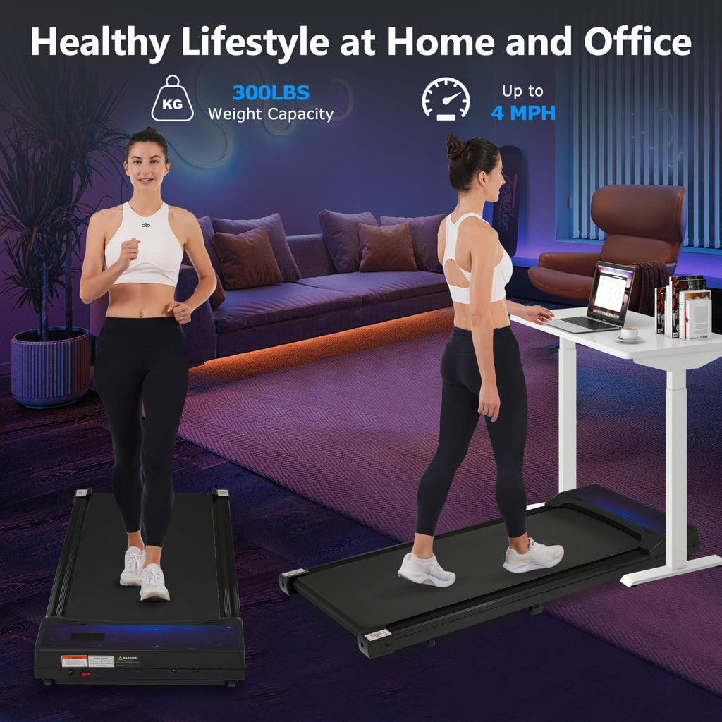 New 8.10 Walking Pad Under Home Desktop Treadmill -2.5HP Walking Treadmill 0.6-4MPH 300LBS Capacity Remote Control Battery