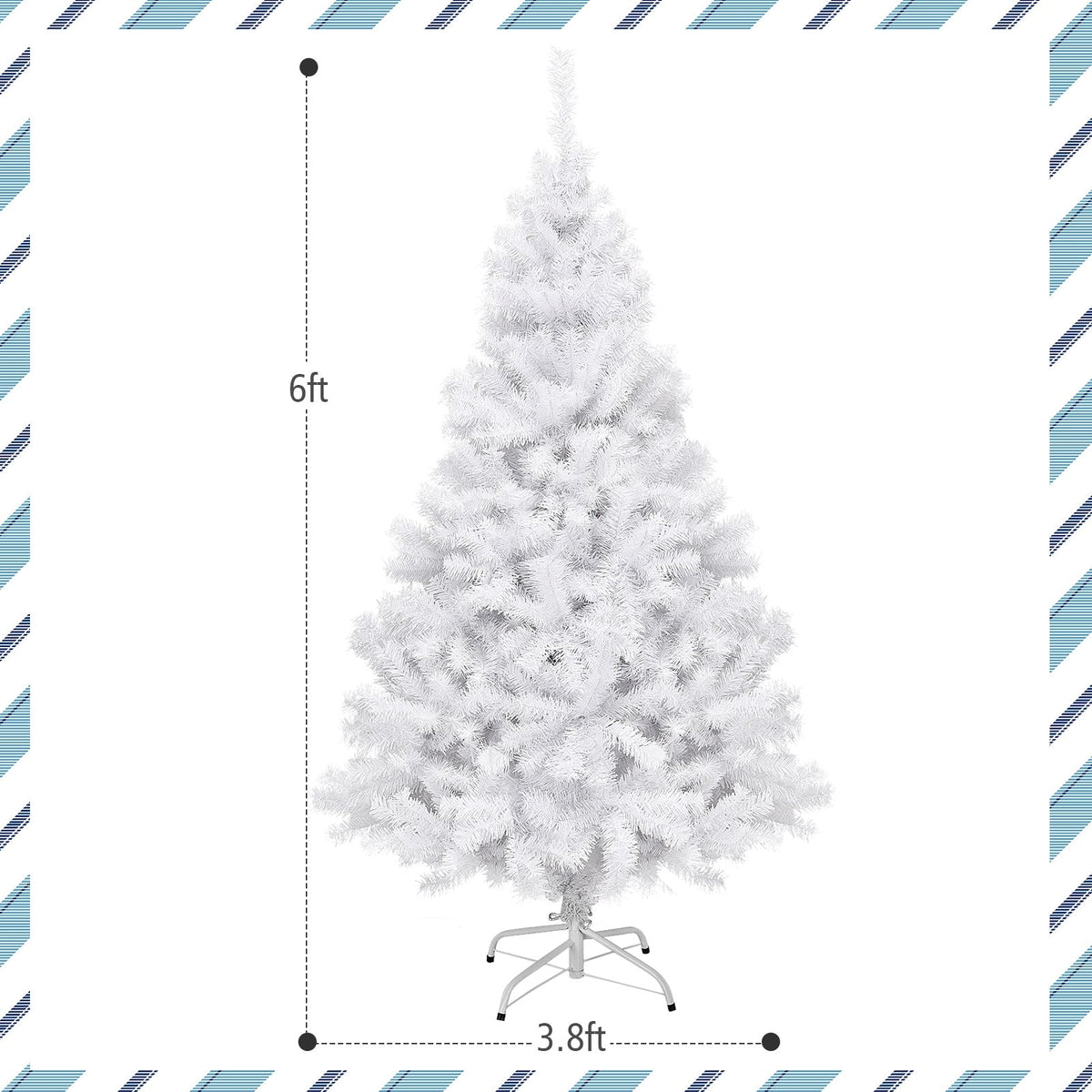 6' / 7.5' / 9' Hinged Artificial Christmas Tree with Metal Stand