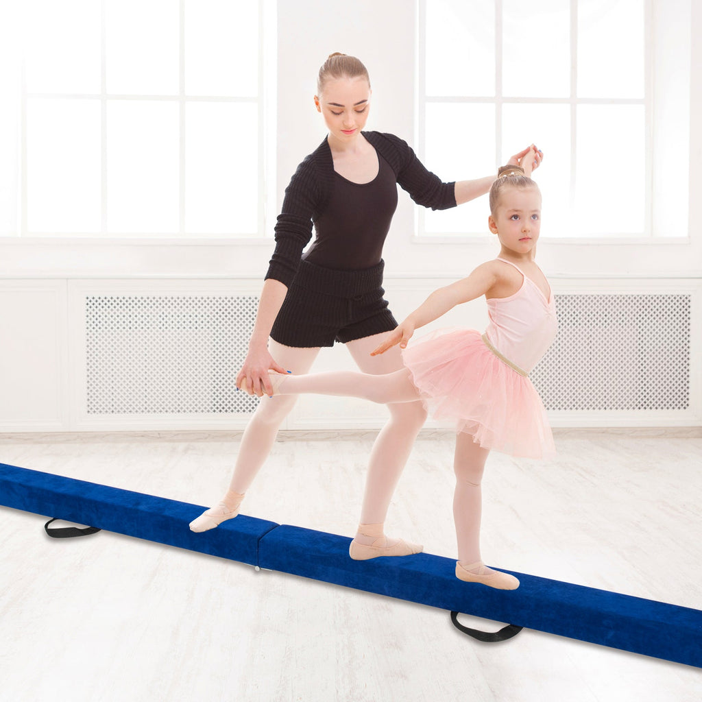 9 FT Folding Gymnastics Balance Beam with Anti-slip Base and Pine Wood Frame