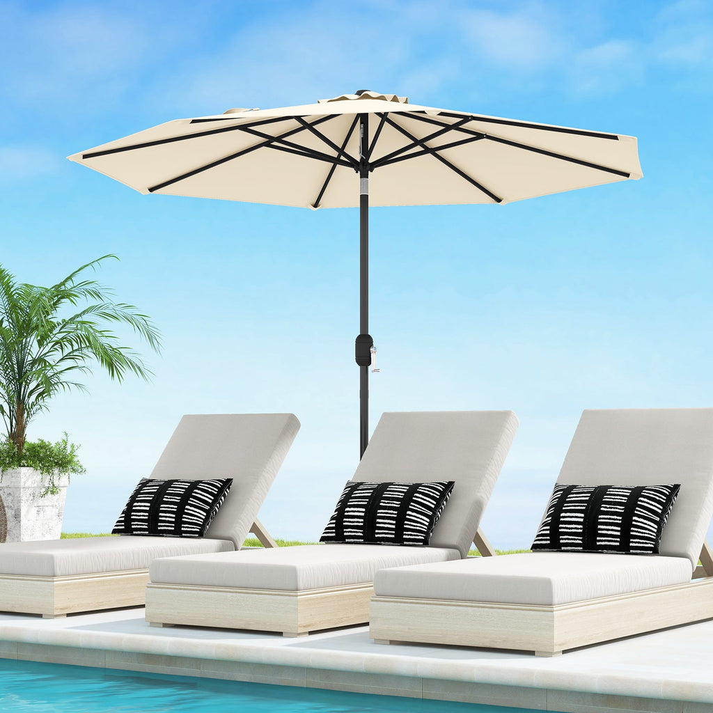 9 FT Outdoor Market Patio Table Umbrella Push Button Tilt Crank Lift-gray