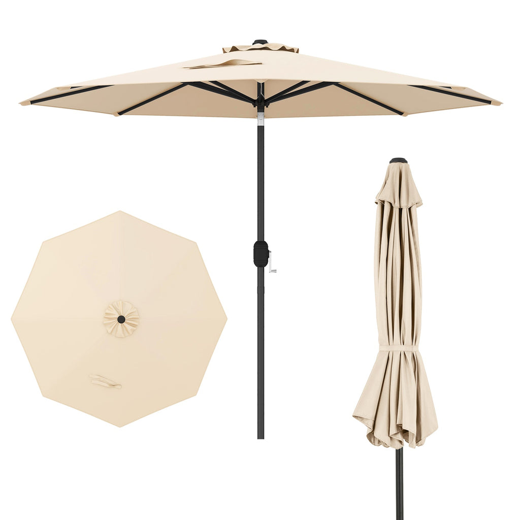 9 FT Outdoor Market Patio Table Umbrella Push Button Tilt Crank Lift-gray