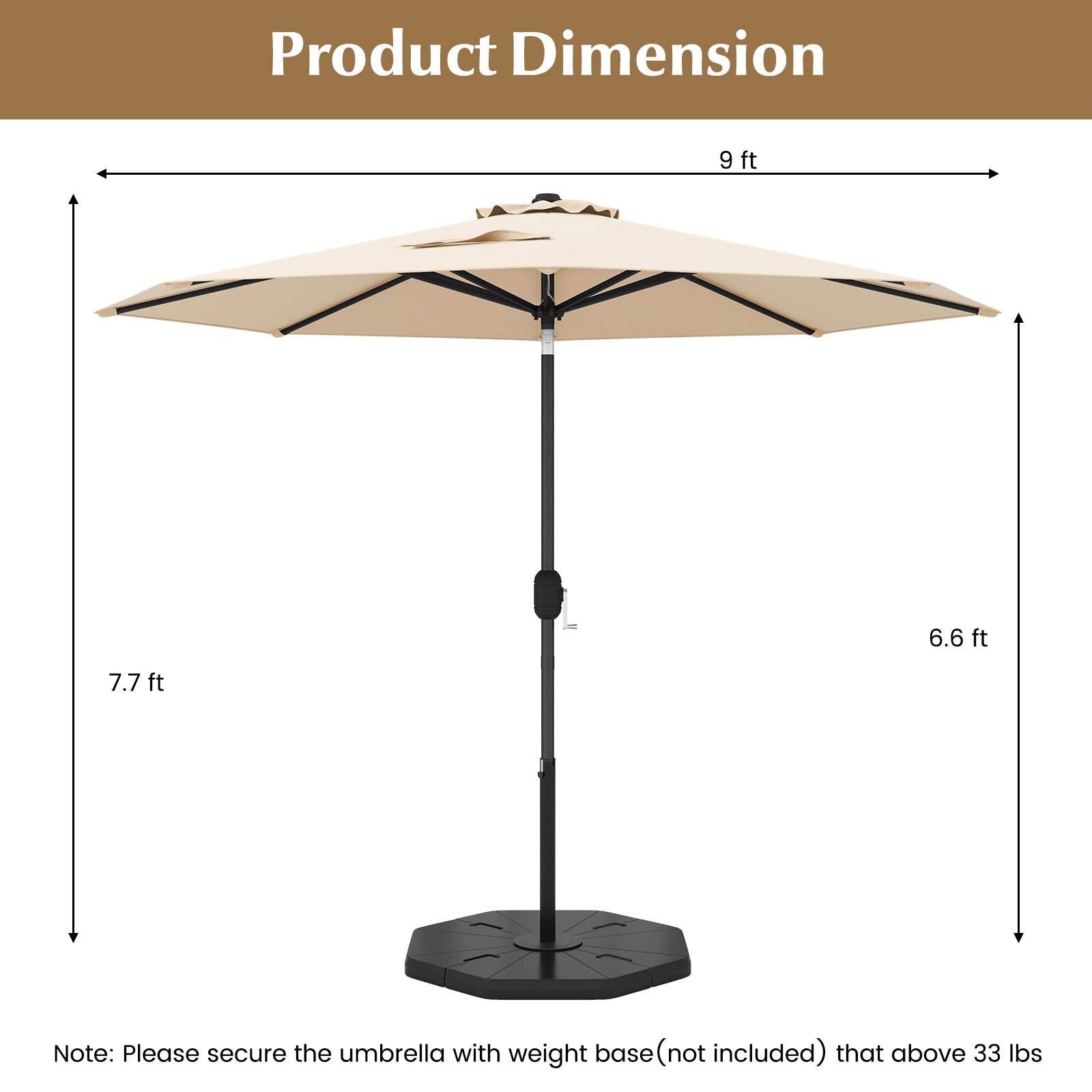 9 FT Outdoor Market Patio Table Umbrella Push Button Tilt Crank Lift-gray