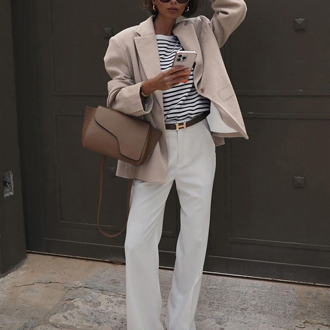 Womens Stylish And Elegant Solid-color Wool Blazer