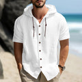 Cross-border Men's Sports Casual Comfortable Short-sleeved Shirt Hooded Fashion Sweater Cardigan Trendy All-match Loose T-shirt