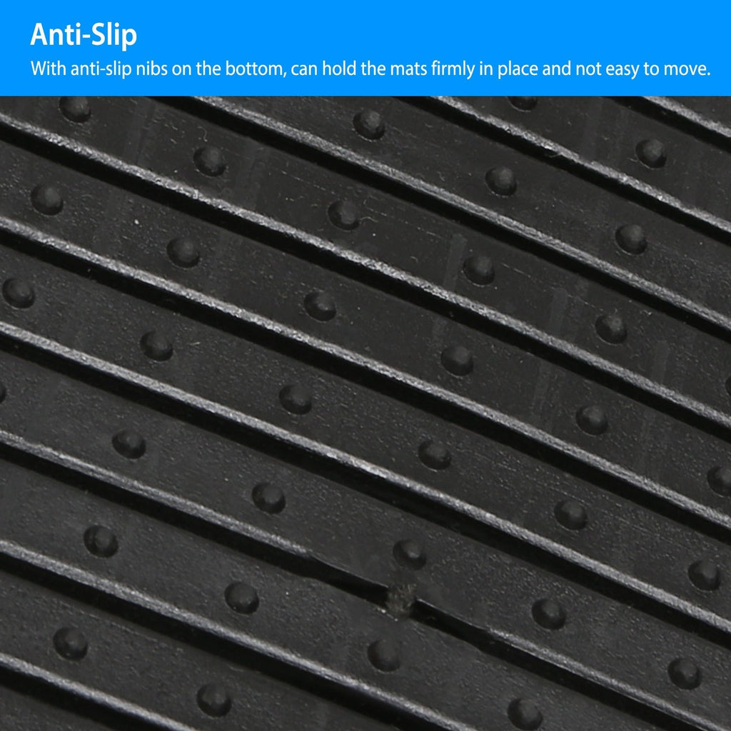 3Pcs Automotive Floor Mats Set Front Rear PVC Rubber Floor Mats Heavy Duty Drive Vehicle Car Mats with Trimmable Design Fit Most Cars SUVs Trucks
