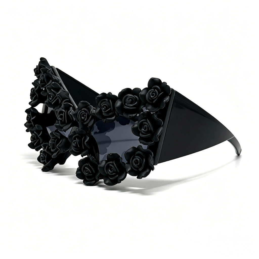 Niche Designer inspired Black Rose Gothic Sunglasses