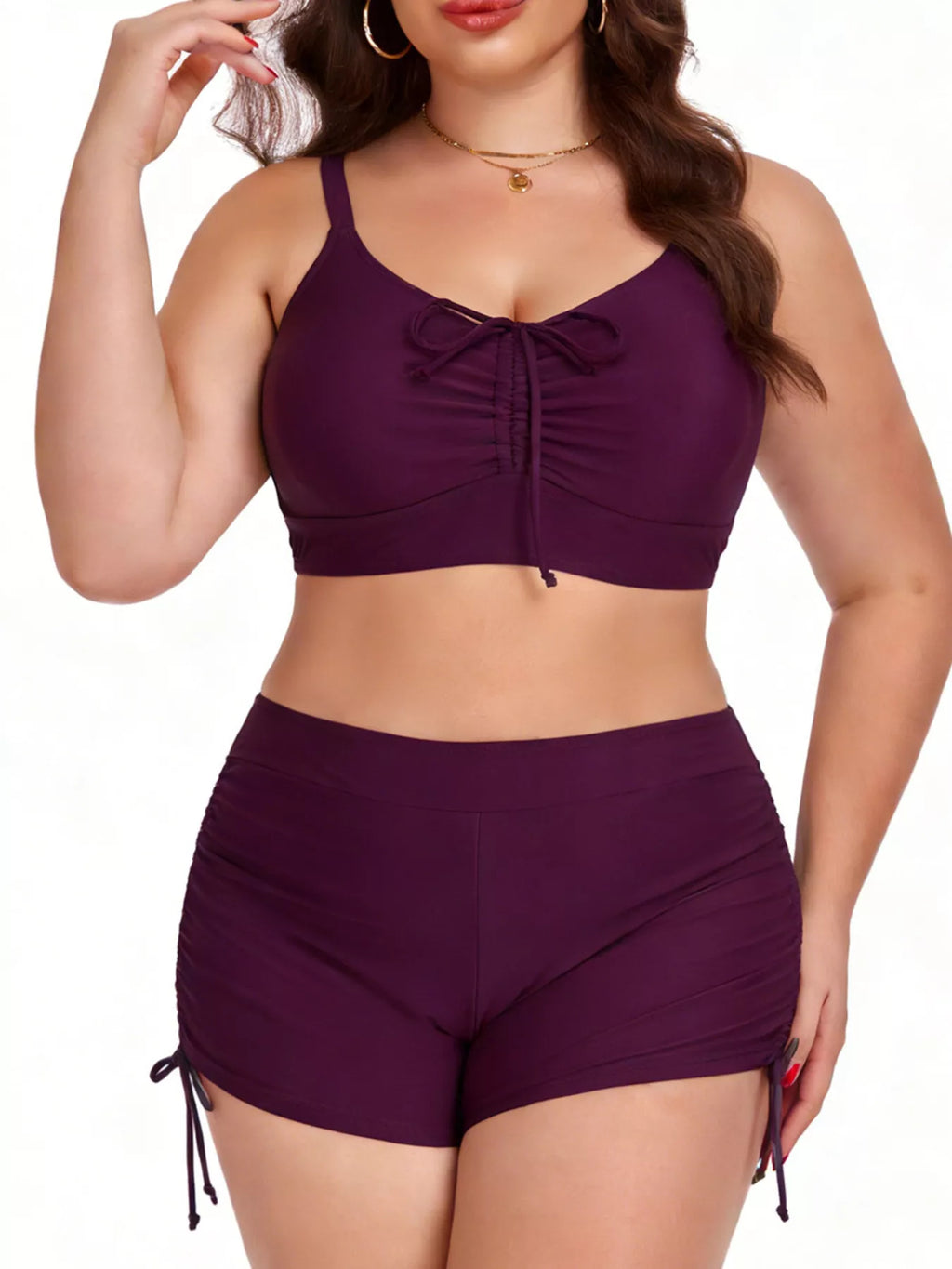 Ruched Drawstring Swim Set