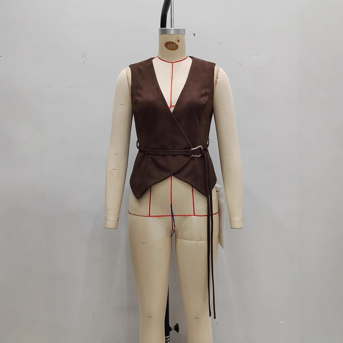 Suede Vest Top Fashionable Retro Warm Cross-Over Waistcoat