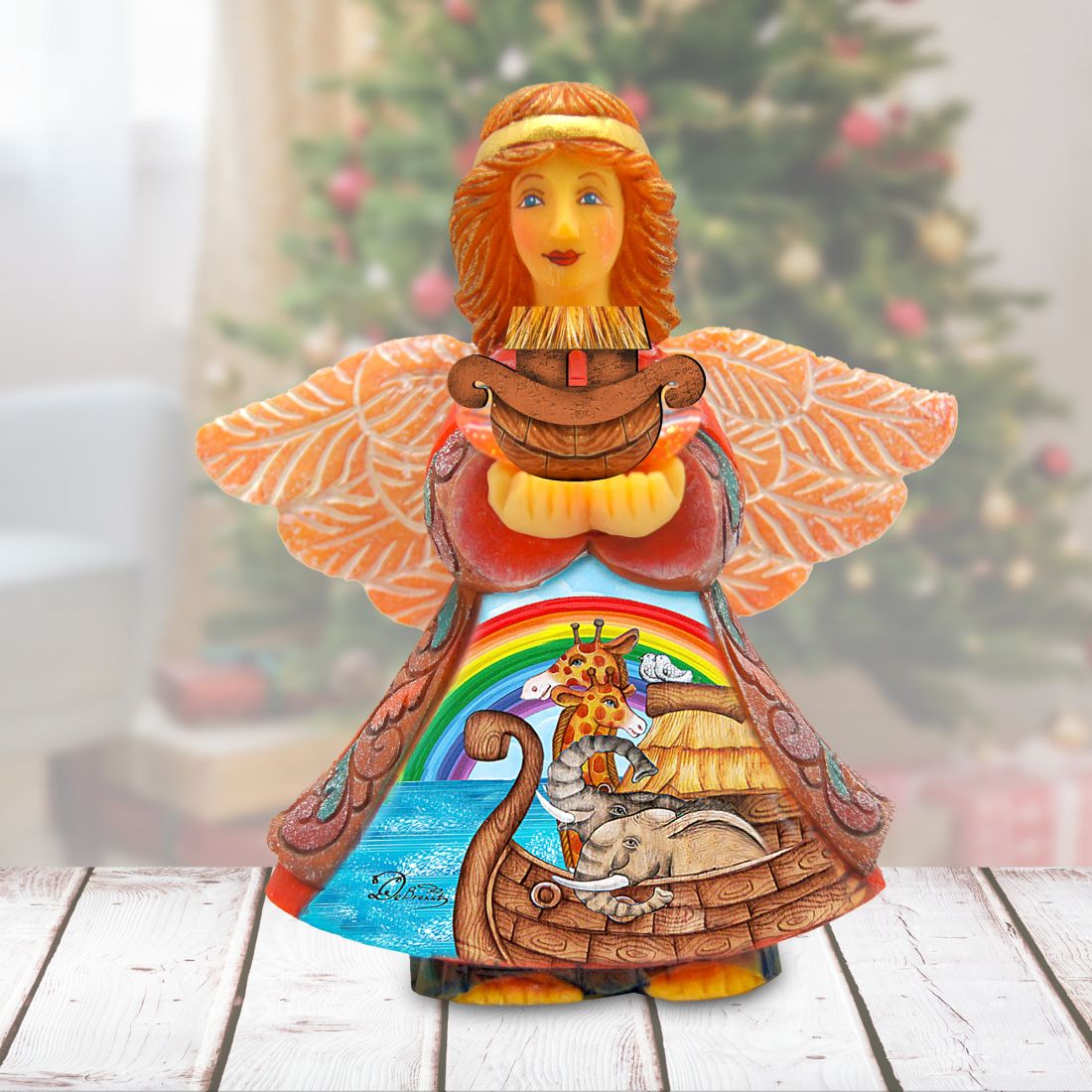 Noah's Ark Angel Gift Giver Handcrafted Christmas Figurine - G. DeBrekht - Nativity Holiday Decor - 516653